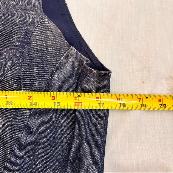 TAYLOR Womens Midi 100% Linen Fit And Flare Denim Dress Wedding Party Nautical - Picture 6 of 12